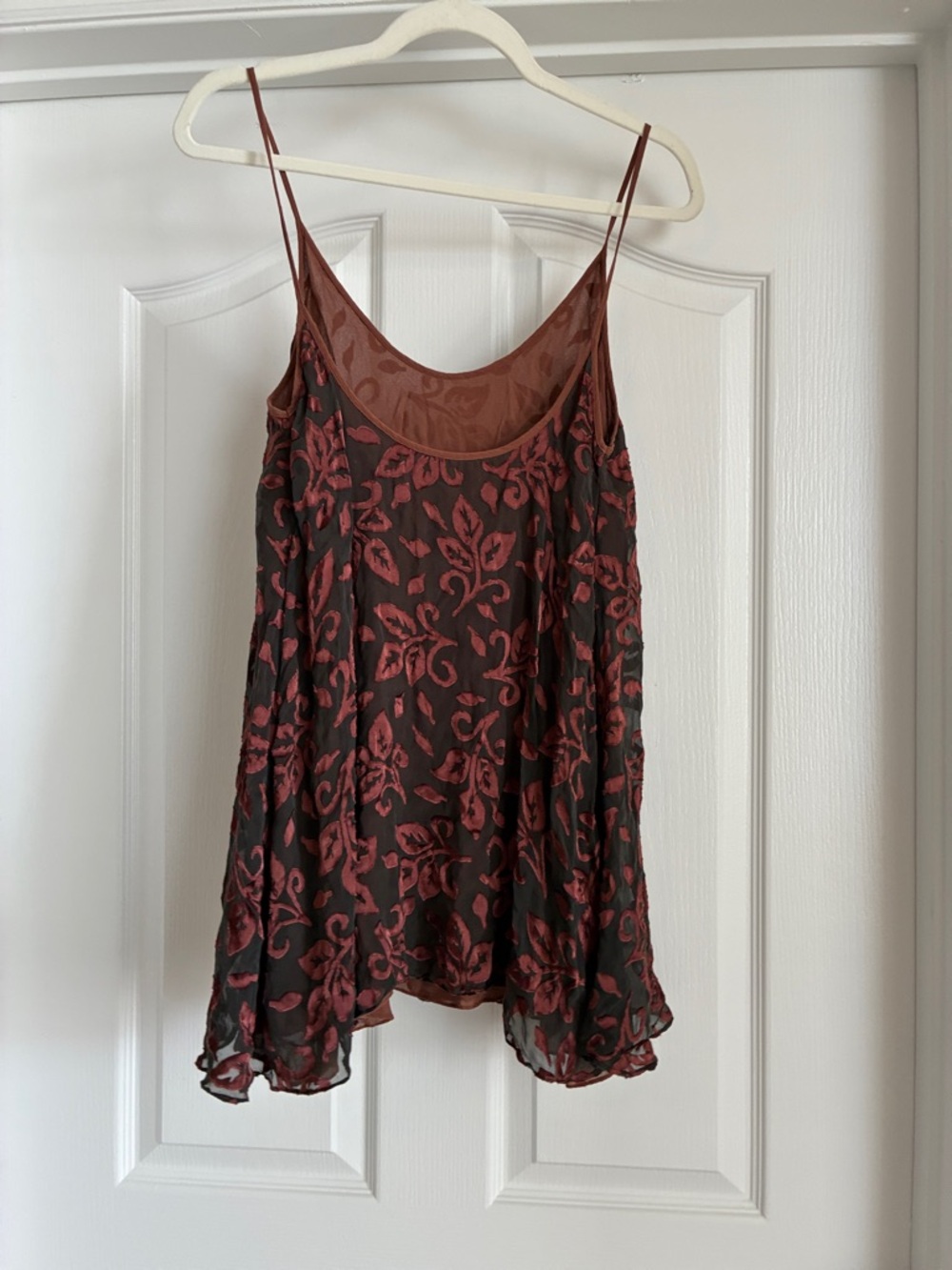 VIVIS Italy Pura Seta 85% SILK Burnout  Cami Top Brown Whimsygoth - Picture 4 of 6
